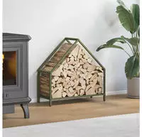 vidaXL Brennholzregal Olivgr&uuml;n 60x25x60 cm Kaltgewalzter Stahl