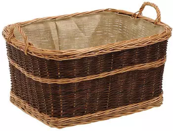 Dehner Kaminkorb mit Jute, 2 Tragegriffe, 60x40x47cm, Weide, dunkelbraun (5453303)