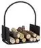 Relaxdays Kaminholz-Set 2-teilig, Regal & Korb, pulverbeschichteter Stahl, schwarz (46.5x64x111.5cm)