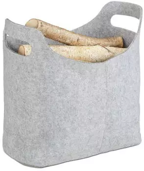 Relaxdays Kaminholztasche aus Filz Grau 9er-Set