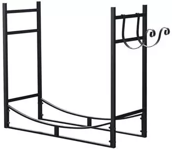 Costway Kaminholzregal mit Anz&uuml;ndholzhaltern, Metall, 84x33x76cm (AB92038)