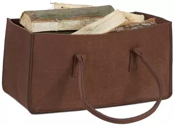 Relaxdays Kaminholztasche Filz braun, 4er-Set
