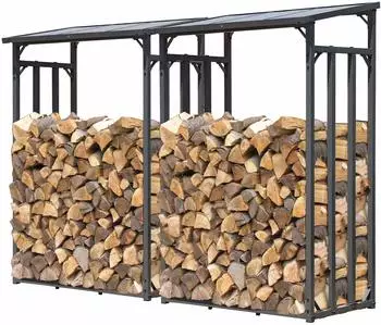 QUICK STAR Kaminholzregal Metall Anthrazit 130x70x185cm 2er Set (47482)
