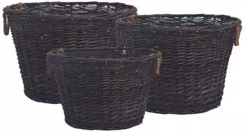 vidaXL Brennholzkorb-Set 3-tlg. stapelbar Weide dunkelbraun (286986)