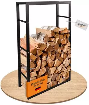 Lemodo Kaminholzregal Metall 60x25x100cm schwarz (NA273)