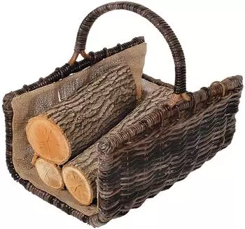kobolo Kaminholzkorb Rattan-Krabu mit Jutefutter (29246-17)