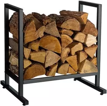 Relaxdays Kaminholzregal Metall, 60x49x62cm, schwarz