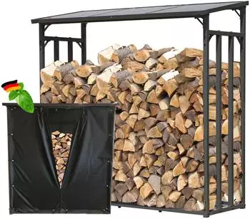 QUICK STAR Kaminholzregal Au&szlig;en Metall Anthrazit 185x70x185cm 2,3m&sup3; (47433)