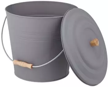 Relaxdays Ascheeimer mit Deckel 12L, Grau
