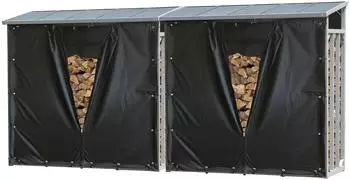 QUICK STAR Kaminholzregal Pro Au&szlig;en Aluminium 2er-Set 185x70x185cm 4,6m&sup3; mit Wetterschutz Schwarz (47490)
