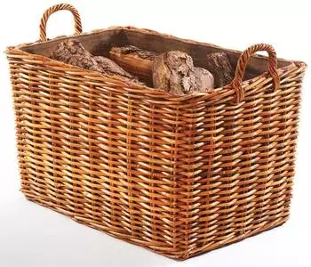 kobolo Kaminholzkorb Rattan Lacak mit abnehmbarem Leinenstoff (29307-31)
