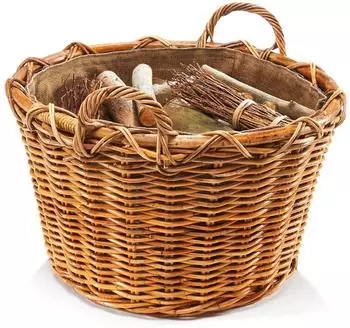 kobolo Kaminholzkorb Rattan Lacak mit abnehmbarem Leinenstoff, braun