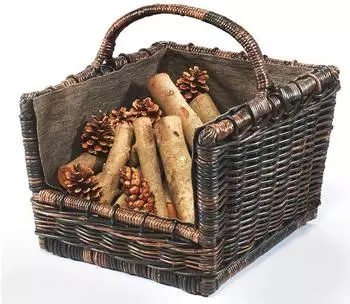 kobolo Krabu Kaminholzkorb Rattan mit abnehmbarem Stoffeinsatz (29342-34)