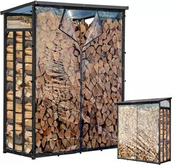 QUICK STAR Kaminholzregal Au&szlig;en Pro 130x70x185cm Wetterschutz Anthrazit (47453)