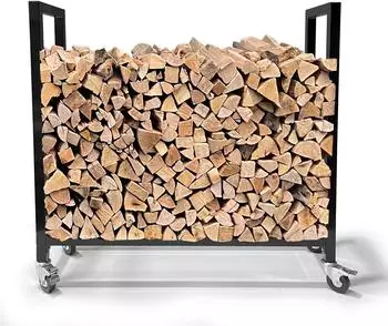 QUICK STAR Kaminholzregal 65x25x65cm, Metall, mit Rollen verzinkt (47495)