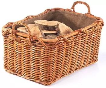 kobolo Kaminholzkorb Rattan Lacak mit abnehmbarem Leinenstoff