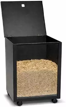 MS Beschl&auml;ge Pelletwagen 37x52x37cm schwarz mit Deckel und Sichtfenster (KB-HK-002-HAN)