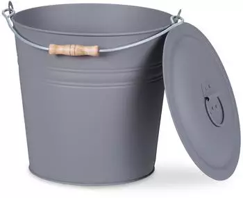 Relaxdays Ascheeimer mit Deckel 15kg, Grau