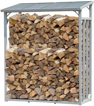 QUICK STAR Kaminholzregal Au&szlig;en Aluminium 143x70x145cm 1,4m&sup3; Grau (Pro 40mm)