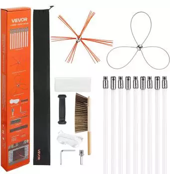 VEVOR Schornsteinb&uuml;rsten-Set 2 B&uuml;rstenk&ouml;pfe 9m quadratisch & rechteckig (AT09)