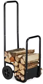 Relaxdays Kaminholzwagen Stahl 2 R&auml;der bis 40kg, schwarz (10031403)