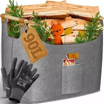 Kesser Kaminholzkorb Filz faltbar 60L (KESSER Kaminholzkorb XL)
