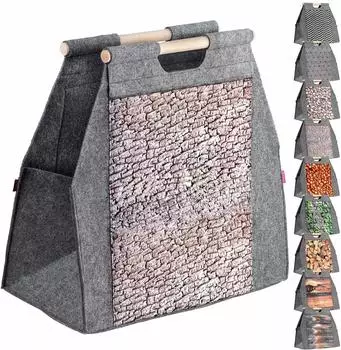 Kadax Kaminholztasche aus Filz mit Tragegriff (Erle)