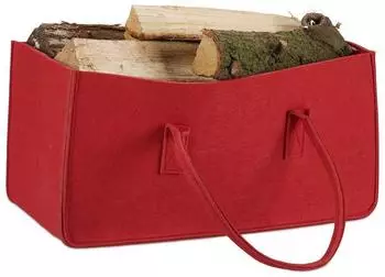 Relaxdays Kaminholztasche aus Filz, rot, 8er-Set
