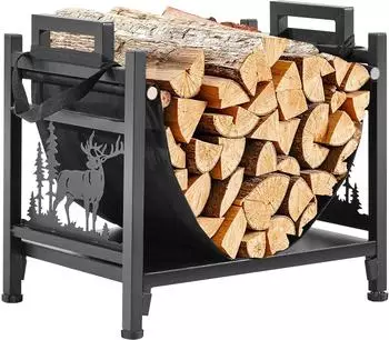 VEVOR Kaminholzregal 450x315x415mm Segeltuchtr&auml;ger pulverbeschichteter Stahl 18kg (CJDDBDANCEN)
