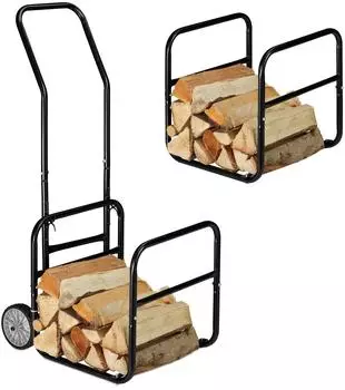 Relaxdays Kaminholzwagen mit Rollen, 45kg