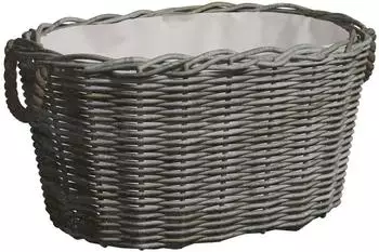 vidaXL Brennholzkorb mit Tragegriffen 60x40x28cm Grau Weide (286985)