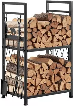 VEVOR Kaminholzregal 2-stufig 455x330x765mm mit Kaminbesteck, 181kg (CJDSHUANGCEN)
