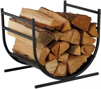 Relaxdays Kaminholzregal U-Form 46x38x40cm, Schwarz