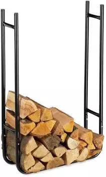 Relaxdays Kaminholzregal Metall schmal 90x60x20cm, schwarz (10026085)