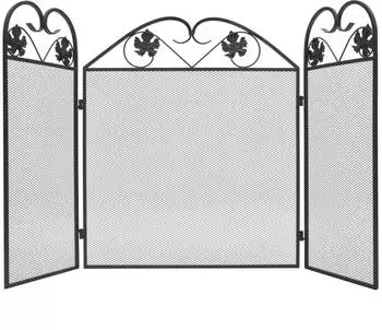 vidaXL Funkenschutzgitter 3-teilig, klappbar, Eisen, schwarz, 102x61cm (242005)