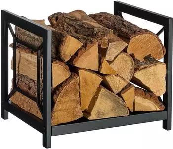 Relaxdays Kaminholzregal aus Metall, 43x35,5x36cm, schwarz (10051694)