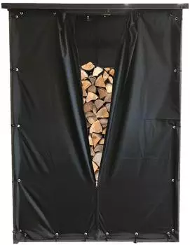 QUICK STAR Kaminholzunterstand Wetterschutz-Set Front & R&uuml;ckwand, PVC, schwarz, 143x70x185cm (47466)