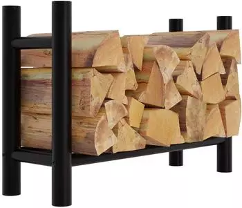 CLP Kaminholzständer Medya rund, schwarz, Metall, 30x80x60cm (320998)