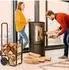 Relaxdays Kaminholzwagen Stahl, 2 Gummireifen, bis 60kg, braun (10047319)