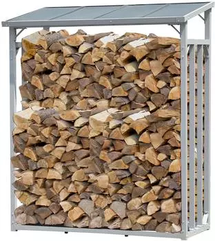 QUICK STAR Kaminholzregal Pro Aluminium 130x70x185cm, 1,6m³, grau, wetterfest (47460)