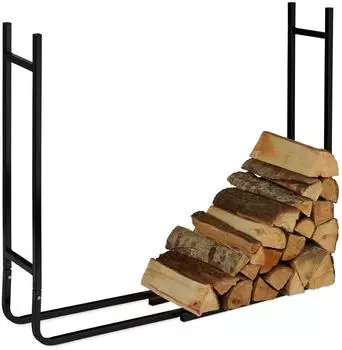 Relaxdays Kaminholzregal Metall, innen & au&szlig;en, 91x123x19,5cm, schwarz (10038479)