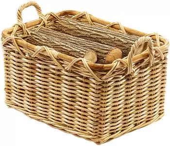 kobolo Kubu Natural Kaminholzkorb rechteckig, Rattan mit Jute
