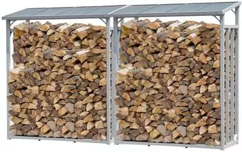 QUICK STAR Kaminholzregal Au&szlig;en Aluminium 130x70x185cm 3,2m&sup3; 2er-Set (47487)