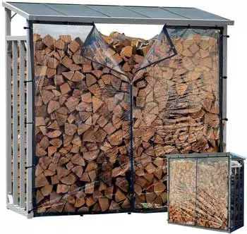 QUICK STAR Kaminholzregal Aluminium 143x70x145cm mit Wetterschutz, 1,4m&sup3; (47458)