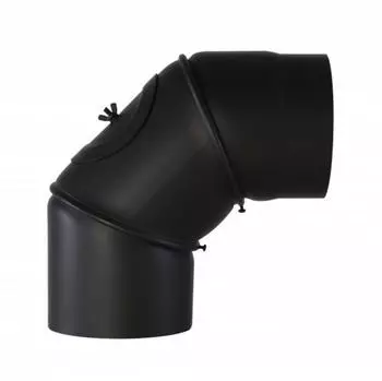 Kamino Flam Ofenrohr Bogen 90&deg; Senotherm schwarz &Oslash;120mm mit T&uuml;r (331705)