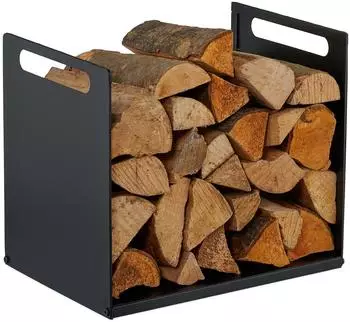 Relaxdays Kaminholzregal Metall 40x30x35cm, schwarz (10051692_46)