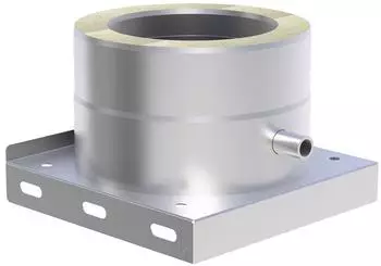 Jeremias DW-Vision Grundplatte Wandmontage mit Kondensatablauf seitlich, 1/2" Nippel, doppelwandig, 200mm (DWV06200)
