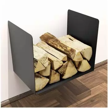 tuning-art KR03-BLK Kaminholzregal Wandmontage, schwarz pulverbeschichtet (KR03-BLK)