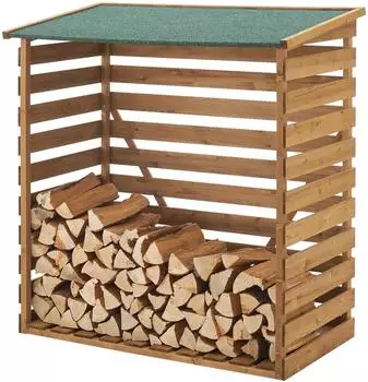 en.casa Kaminholzregal Tannenholz mit Dach 123x116x64cm