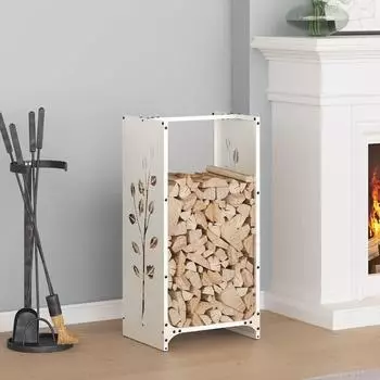 vidaXL Brennholzregal wei&szlig; 40x30x80cm Kaltgewalzter Stahl (864220)